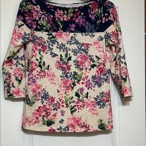 Lands' End Floral Long Sleeve Top - Pink, Purple, Green